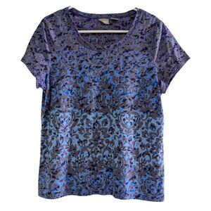 Zenergy by Chico's Women's Burnout Round Neck T-Shirt, Blue, Size 1 Small